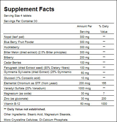 Dr. Venessa's Sugar Balance Ingredients